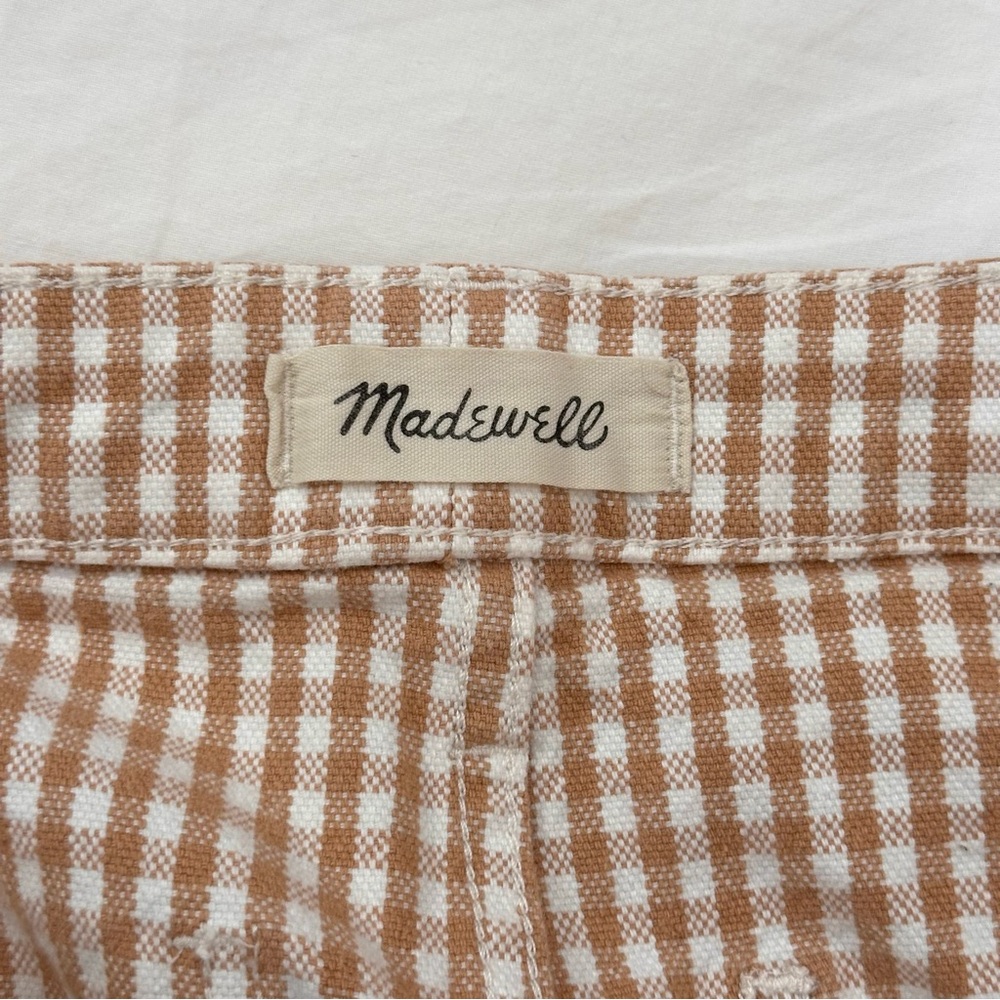 Madewell Gingham Emmett Wide Leg Crop Pants Tan White Size 28 - Picture 5 of 12